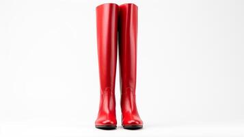 AI generated Vermilion Over-the-Knee Boots isolated on white background with copy space for advertisement. Generative AI photo