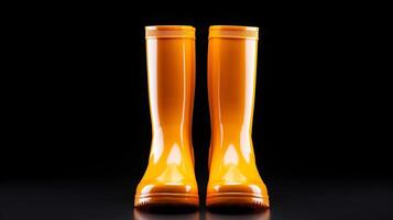 AI generated Amber Rain Boots isolated on white background with copy space for advertisement. Generative AI photo