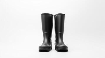 AI generated Black Rain Boots isolated on white background with copy space for advertisement. Generative AI photo