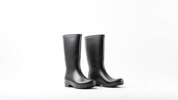 AI generated Charcoal Rain Boots isolated on white background with copy space for advertisement. Generative AI photo