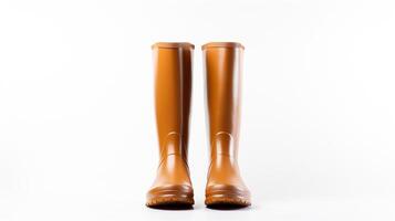 AI generated Brown Rain Boots isolated on white background with copy space for advertisement. Generative AI photo