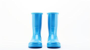 AI generated Blue Rain Boots isolated on white background with copy space for advertisement. Generative AI photo