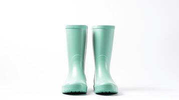 AI generated Cyan Rain Boots isolated on white background with copy space for advertisement. Generative AI photo