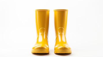 AI generated Gold Rain Boots isolated on white background with copy space for advertisement. Generative AI photo