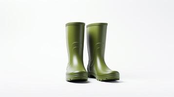 AI generated Green Rain Boots isolated on white background with copy space for advertisement. Generative AI photo