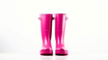 AI generated Magenta Rain Boots isolated on white background with copy space for advertisement. Generative AI photo