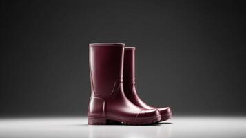 AI generated Maroon Rain Boots isolated on white background with copy space for advertisement. Generative AI photo