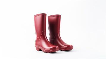 AI generated Maroon Rain Boots isolated on white background with copy space for advertisement. Generative AI photo