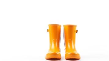 AI generated Orange Rain Boots isolated on white background with copy space for advertisement. Generative AI photo