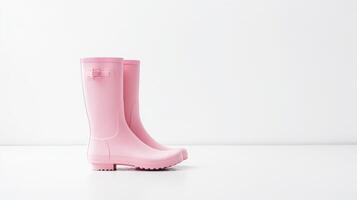 ai generado rosado lluvia botas aislado en blanco antecedentes con Copiar espacio para anuncio publicitario. generativo ai foto
