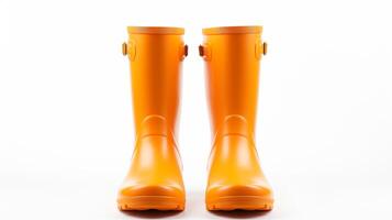 AI generated Orange Rain Boots isolated on white background with copy space for advertisement. Generative AI photo
