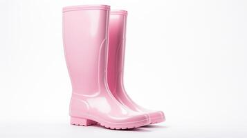 ai generado rosado lluvia botas aislado en blanco antecedentes con Copiar espacio para anuncio publicitario. generativo ai foto