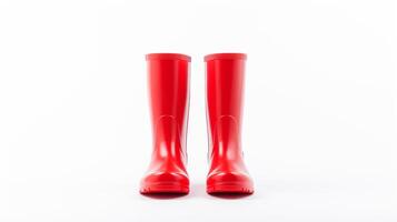 AI generated Red Rain Boots isolated on white background with copy space for advertisement. Generative AI photo