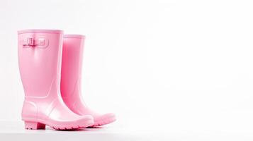 ai generado rosado lluvia botas aislado en blanco antecedentes con Copiar espacio para anuncio publicitario. generativo ai foto