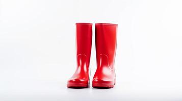 AI generated Red Rain Boots isolated on white background with copy space for advertisement. Generative AI photo