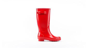 AI generated Red Rain Boots isolated on white background with copy space for advertisement. Generative AI photo