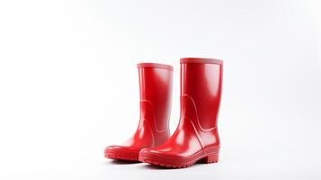 AI generated Red Rain Boots isolated on white background with copy space for advertisement. Generative AI photo