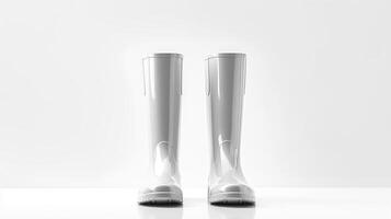AI generated Silver Rain Boots isolated on white background with copy space for advertisement. Generative AI photo