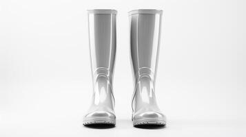 AI generated Silver Rain Boots isolated on white background with copy space for advertisement. Generative AI photo