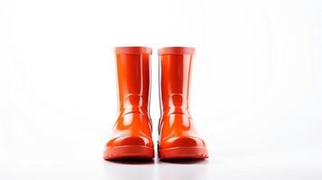 AI generated Vermilion Rain Boots isolated on white background with copy space for advertisement. Generative AI photo