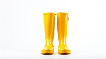 ai generado amarillo lluvia botas aislado en blanco antecedentes con Copiar espacio para anuncio publicitario. generativo ai foto