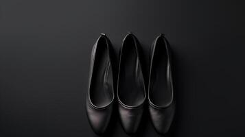 AI generated Black Ballet Flats shoes isolated on white background with copy space for advertisement. Generative AI photo