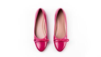 AI generated Magenta Ballet Flats shoes isolated on white background with copy space for advertisement. Generative AI photo