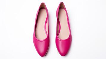 AI generated Magenta Ballet Flats shoes isolated on white background with copy space for advertisement. Generative AI photo
