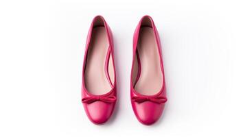 AI generated Magenta Ballet Flats shoes isolated on white background with copy space for advertisement. Generative AI photo