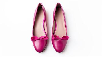 AI generated Magenta Ballet Flats shoes isolated on white background with copy space for advertisement. Generative AI photo