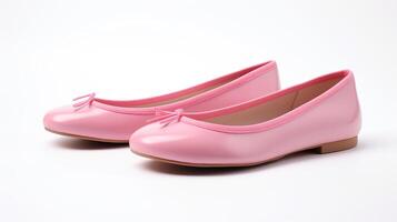 AI generated Pink Ballet Flats shoes isolated on white background with copy space for advertisement. Generative AI photo