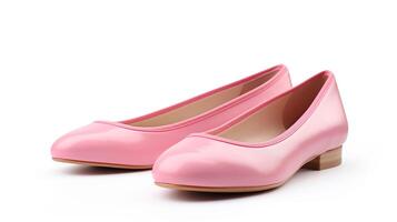 AI generated Pink Ballet Flats shoes isolated on white background with copy space for advertisement. Generative AI photo