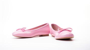 AI generated Pink Ballet Flats shoes isolated on white background with copy space for advertisement. Generative AI photo