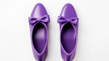 ai generado Violeta ballet pisos Zapatos aislado en blanco antecedentes con Copiar espacio para anuncio publicitario. generativo ai foto