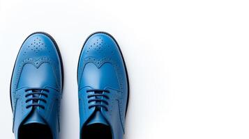 ai generado azul brogues Zapatos aislado en blanco antecedentes con Copiar espacio para anuncio foto