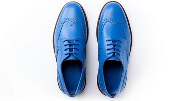 ai generado azul brogues Zapatos aislado en blanco antecedentes con Copiar espacio para anuncio foto