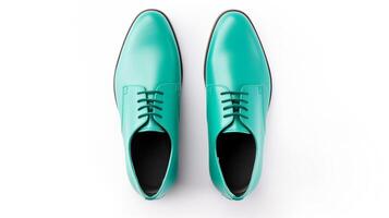 AI generated Cyan Brogues shoes isolated on white background with copy space for advertisement photo