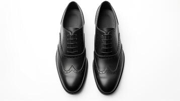 AI generated Charcoal Brogues shoes isolated on white background with copy space for advertisement photo