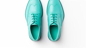 AI generated Cyan Brogues shoes isolated on white background with copy space for advertisement photo