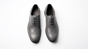 AI generated Grey Brogues shoes isolated on white background with copy space for advertisement photo