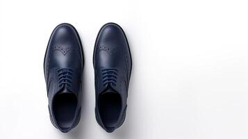 AI generated Indigo Brogues shoes isolated on white background with copy space for advertisement photo