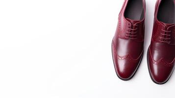 ai generado granate brogues Zapatos aislado en blanco antecedentes con Copiar espacio para anuncio foto