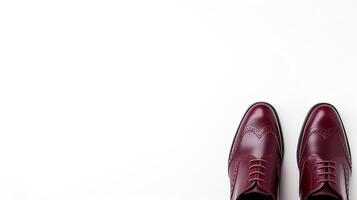 AI generated Maroon Brogues shoes isolated on white background with copy space for advertisement photo