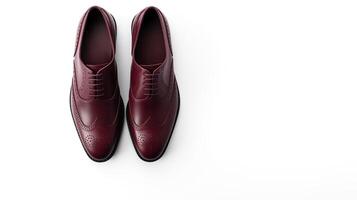 AI generated Maroon Brogues shoes isolated on white background with copy space for advertisement photo