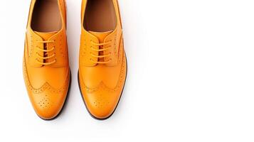 AI generated Orange Brogues shoes isolated on white background with copy space for advertisement photo