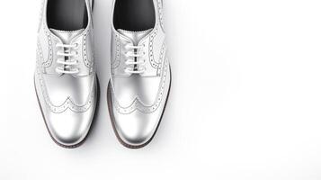 ai generado plata brogues Zapatos aislado en blanco antecedentes con Copiar espacio para anuncio foto