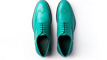 AI generated Teal Brogues shoes isolated on white background with copy space for advertisement photo