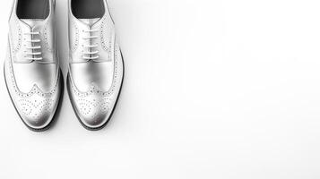 AI generated Silver Brogues shoes isolated on white background with copy space for advertisement photo