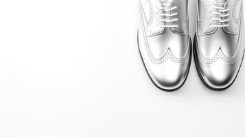 AI generated Silver Brogues shoes isolated on white background with copy space for advertisement photo