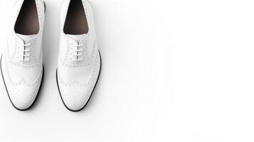 AI generated White Brogues shoes isolated on white background with copy space for advertisement photo